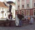 Oliver and Sebastian at the city hall square in Tartu 06/00